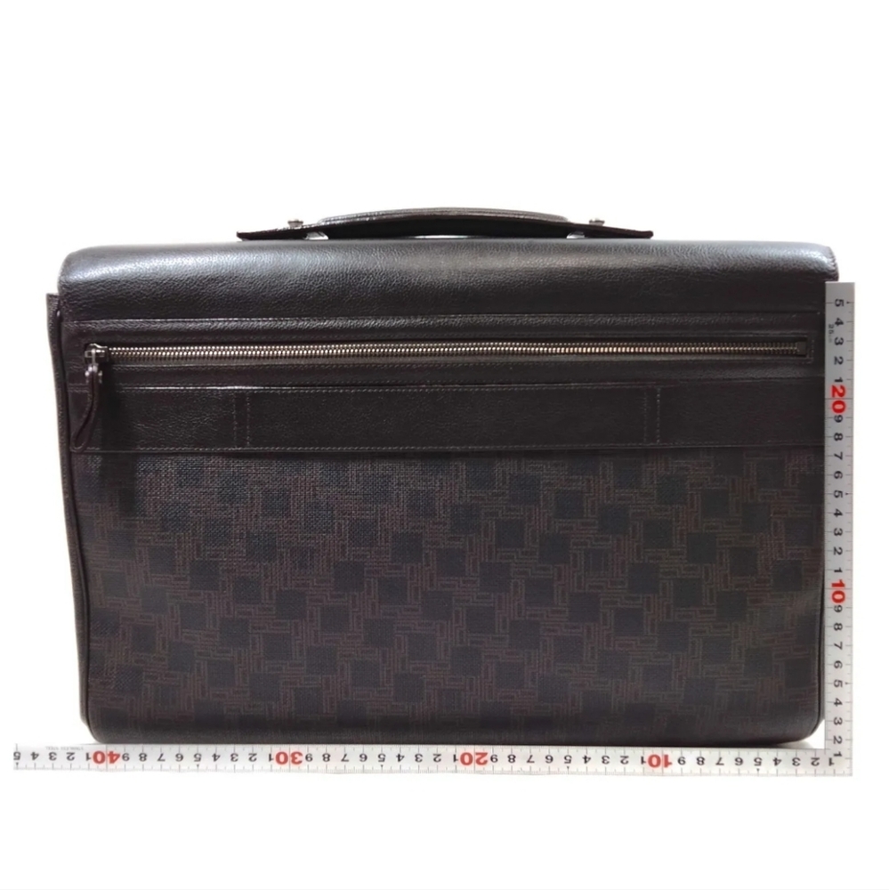 DUNHILL Business Bag Brown Canvas Leather Laptop Case Briefcase - Picture 2 of 9